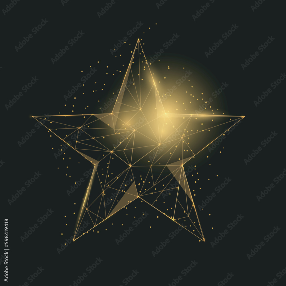 Black and gold stars background with light effect Stock Vector | Adobe ...