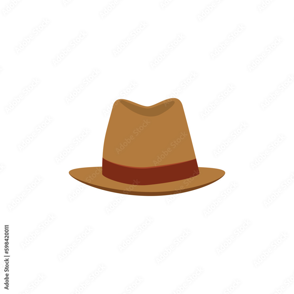 Classic hat, flat vector illustration isolated on white background. Classic hat, flat vector illustration isolated on white background.