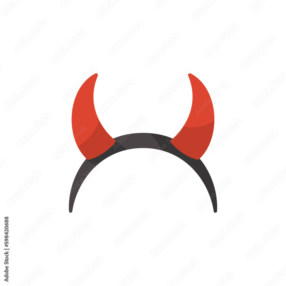 Devils horns headgear for photo props flat cartoon vector illustration isolated. Devils horns headgear for photo props flat cartoon vector illustration isolated.