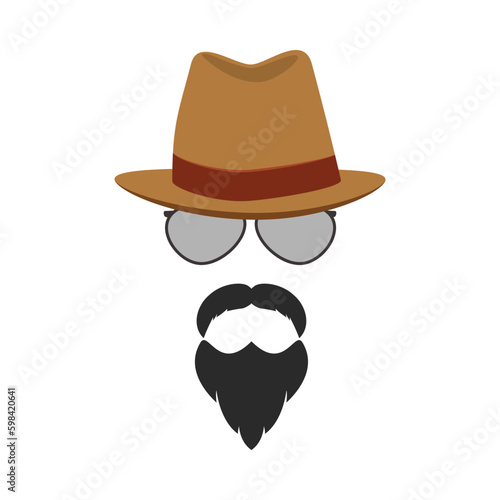 Spy detective mask elements, vector illustration isolated on white background.