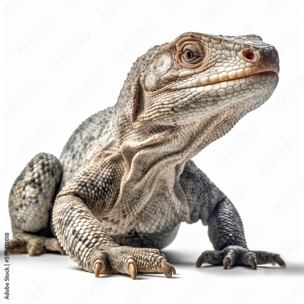 Obraz premium Monitor lizard isolated on white background (Generative AI)