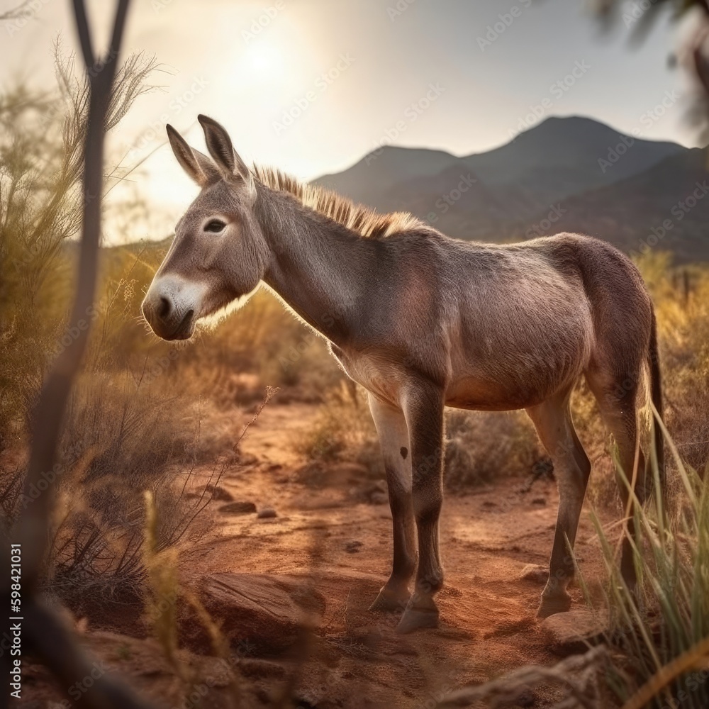 Donkey in natural habitat (generative AI) Donkey in natural habitat (generative AI)