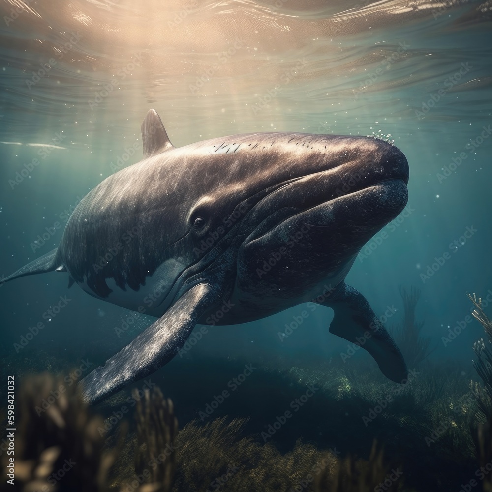 Fototapeta premium Whale in natural habitat (generative AI)