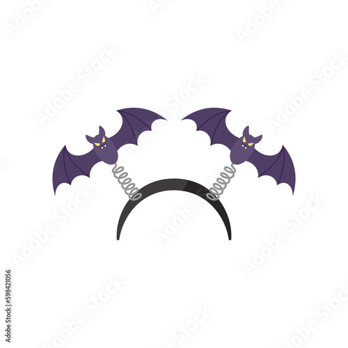 Headband with cunning bats on springs flat style, vector illustration