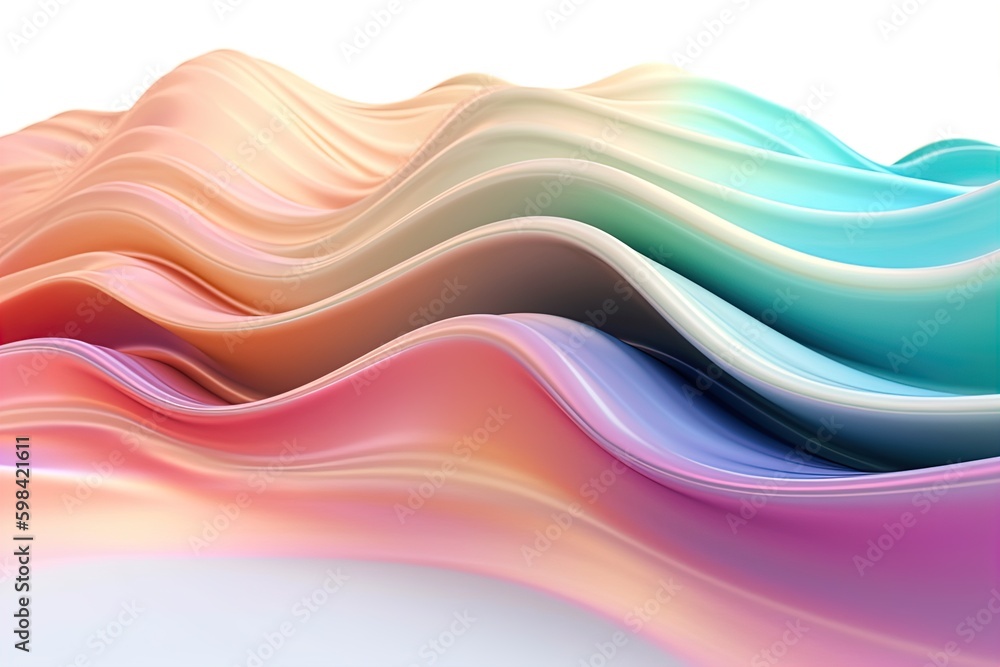 Abstract iridescent holographic wave on isolated background. Liquid fluid colorful line, dynamic motion background Abstract iridescent holographic wave on isolated background. Liquid fluid colorful line, dynamic motion background