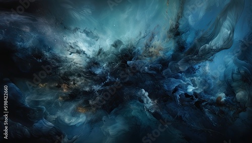 a blue painting with a black background Generative AI