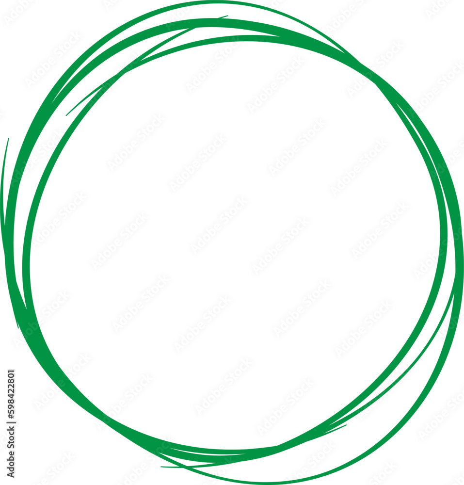Green circle line hand drawn. Highlight hand drawing circle isolated on white background. Round handwritten circle. For marking text, note, mark icon, number, marker pen, pencil and text check, vector Green circle line hand drawn. Highlight hand drawing circle isolated on white background. Round handwritten circle. For marking text, note, mark icon, number, marker pen, pencil and text check, vector