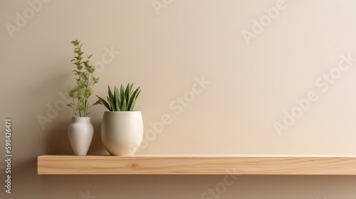wall mock up vase and green plant
