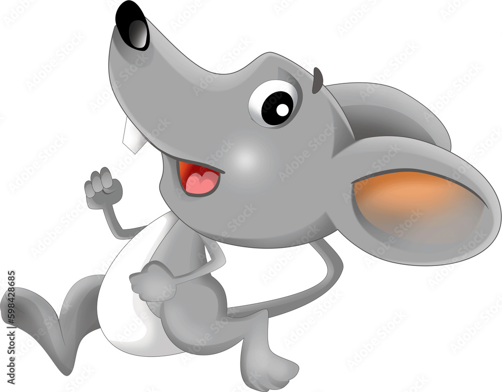 cartoon happy scene with cheerful smiling mouse on white background illustration for kids cartoon happy scene with cheerful smiling mouse on white background illustration for kids