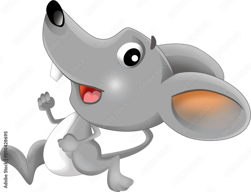cartoon happy scene with cheerful smiling mouse on white background illustration for kids cartoon happy scene with cheerful smiling mouse on white background illustration for kids