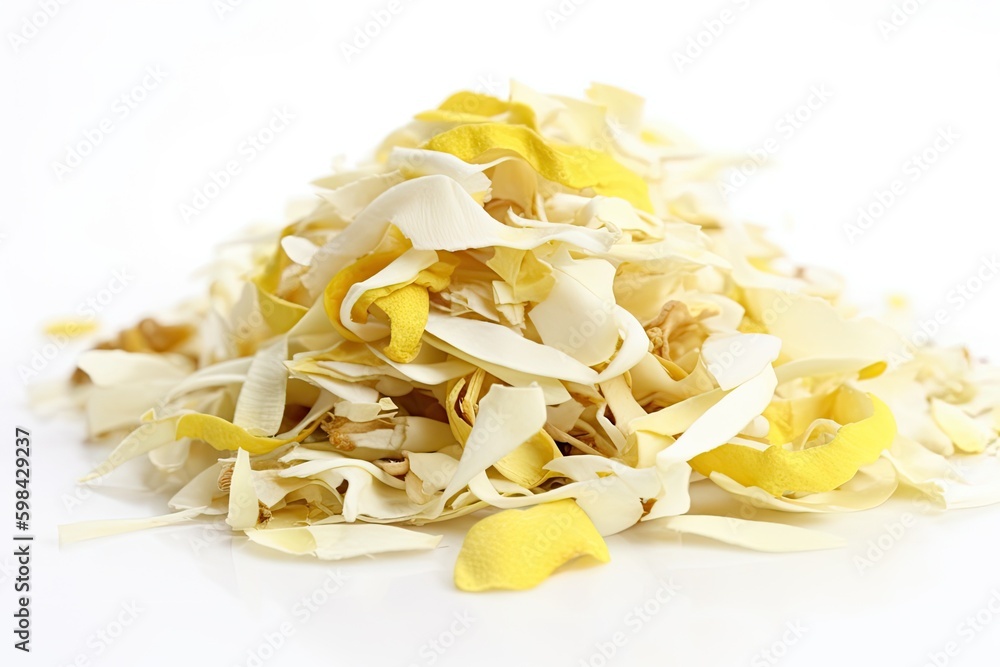 heap of shredded petals in yellow and white colors. Generative AI heap of shredded petals in yellow and white colors. Generative AI