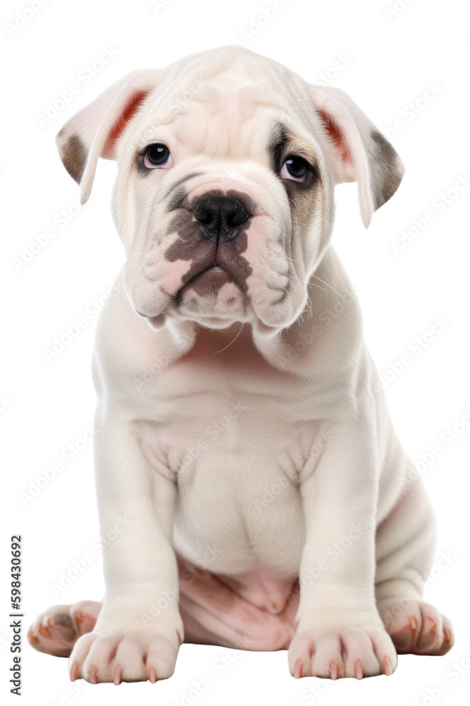 American bulldog puppy isolated on a transparent background, generative ai