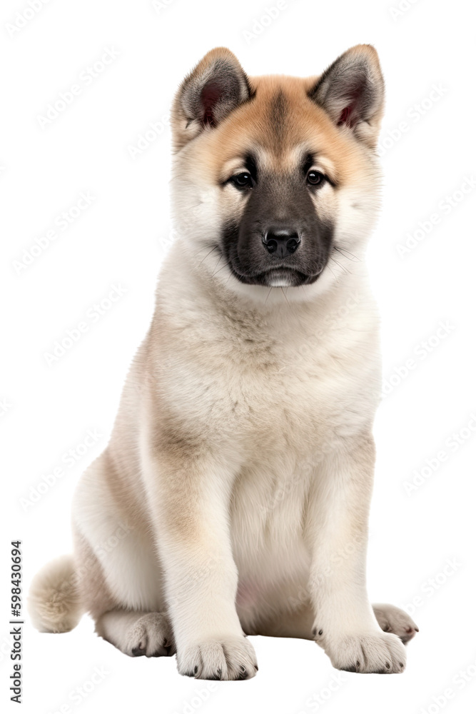 akita puppy isolated on a transparent background, generative ai