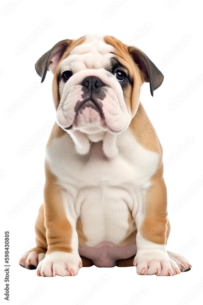 bulldog puppy isolated on a transparent background, generative ai