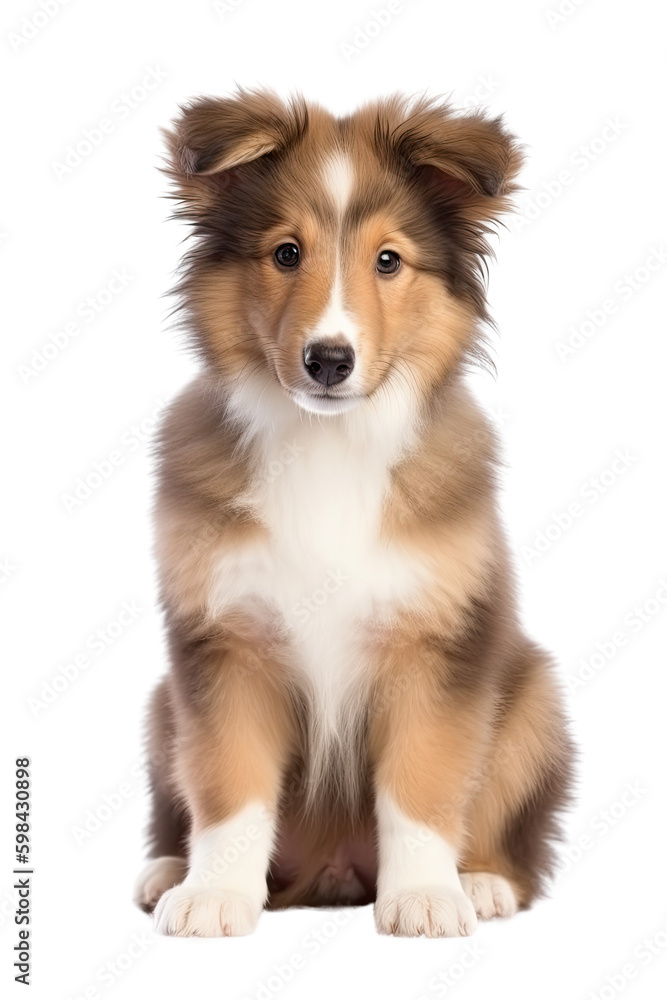 collie puppy isolated on a transparent background, generative ai