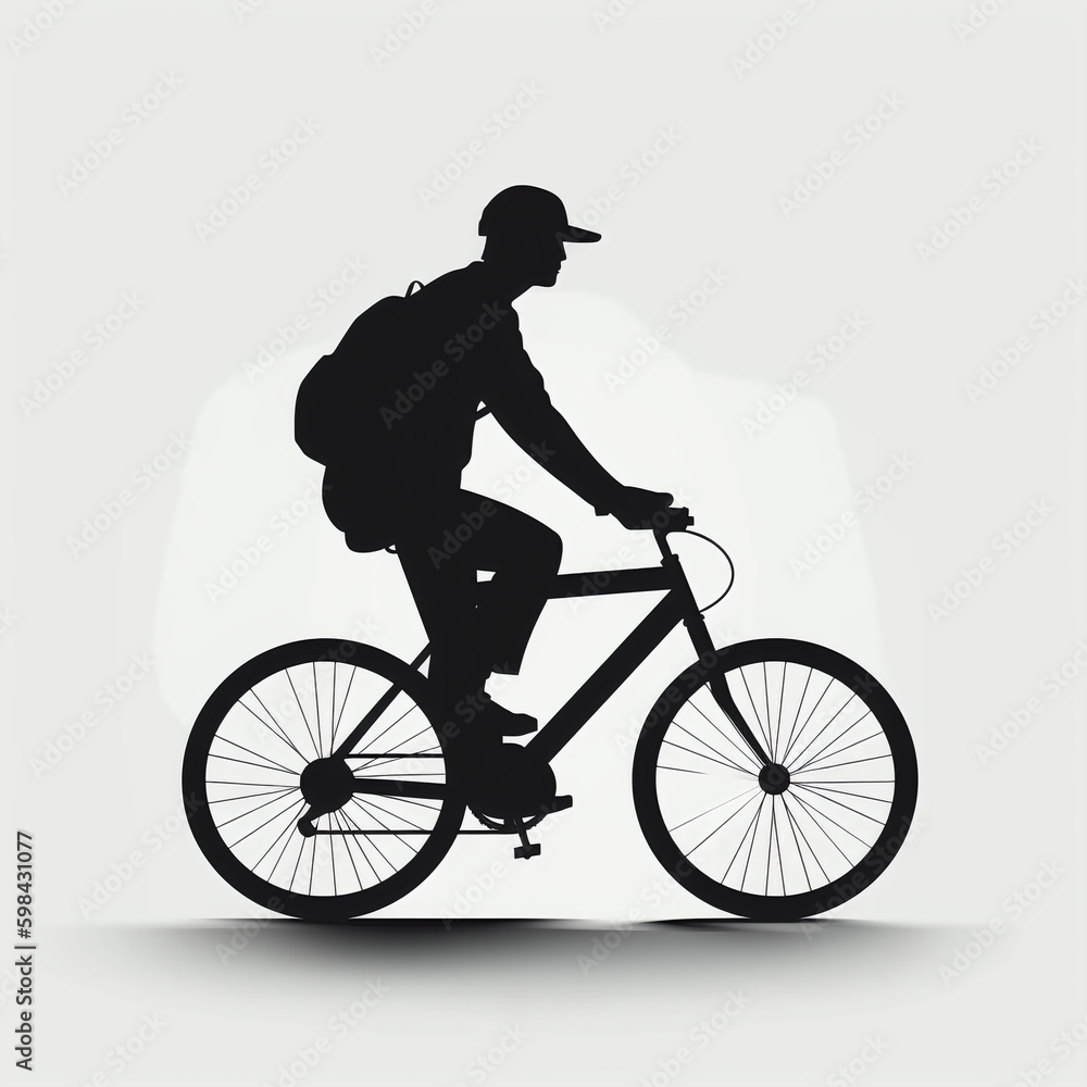 Obraz premium silhouette of boy on cycle isolated vector illustration on white background for logo, graphic design, advertising, and marketing. generative ai