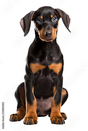 doberman pinscher puppy isolated on a transparent background, generative ai © Perfect PNG