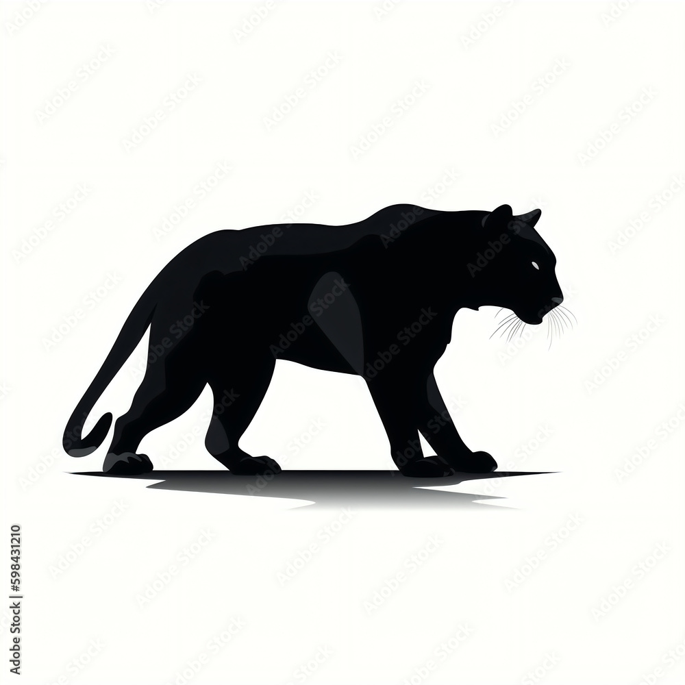 Obraz premium silhouette of panther isolated vector illustration on white background for animal logo, graphic icon, and modern home décor. perfect for wildlife and safari-themed designs. generative ai