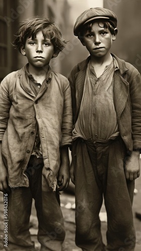 Capturing the Sorrow: Digital AI brings to life the poignant image of two children during the American Great Depression
