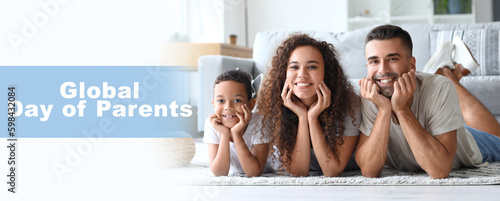 Happy interracial family  a...