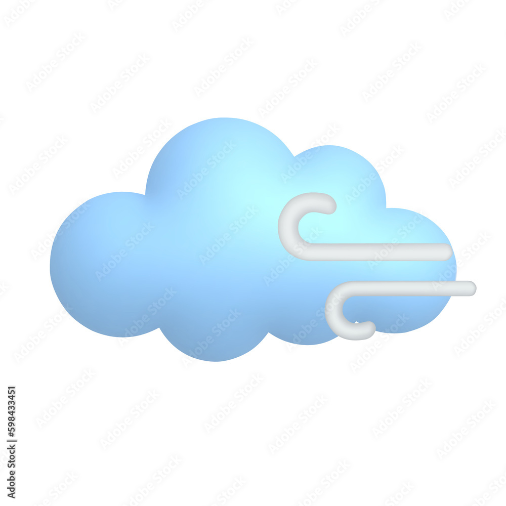 Cloud and wind. Cute weather realistic icon. Cloud and wind. Cute weather realistic icon.