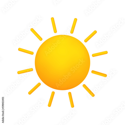 The sun. Cute weather realistic icon. 3d cartoon