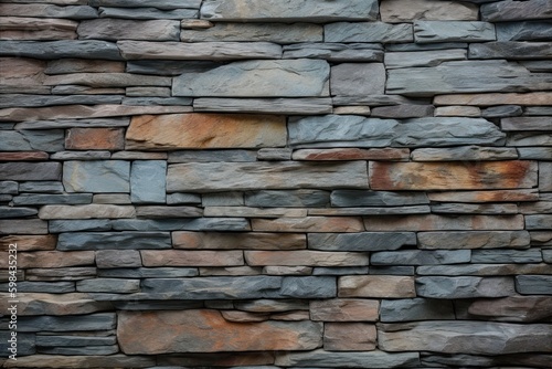 A close up of a stone wall made of rocks created with Generative AI technology