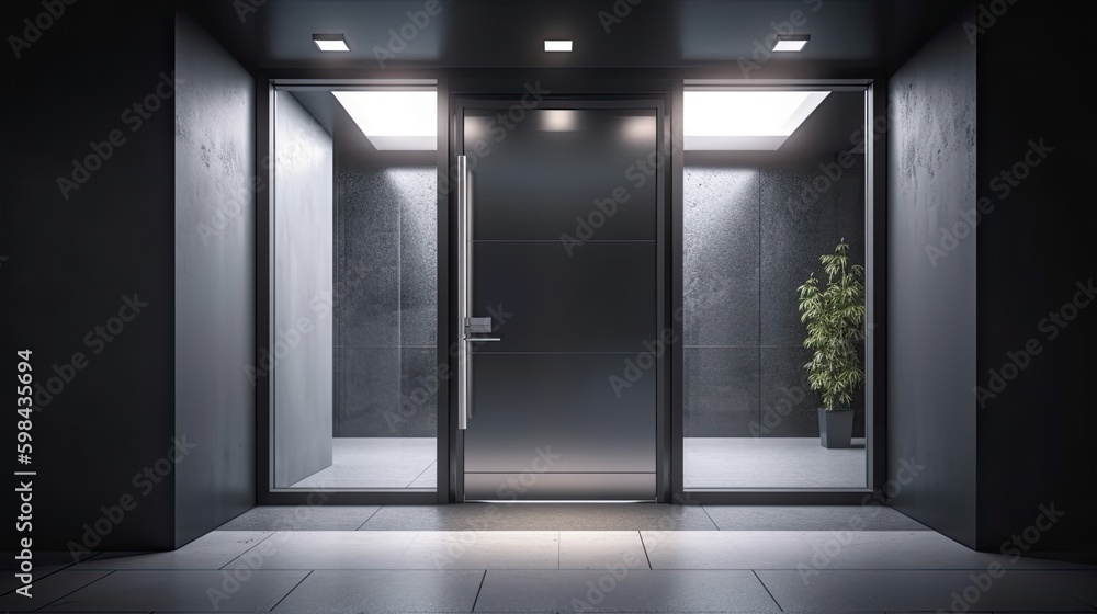 Aluminum modern entrance to a luxury house where the door is alsó remarkable. Generative AI Technology Aluminum modern entrance to a luxury house where the door is alsó remarkable. Generative AI Technology