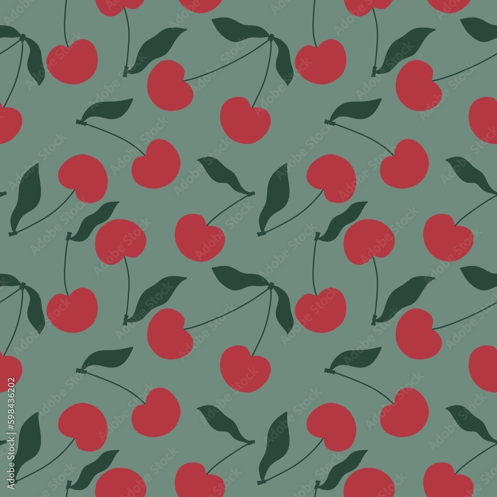 Cartoon summer fruit seamless cherry pattern for wrapping paper and fabrics and linens and kids clothes print