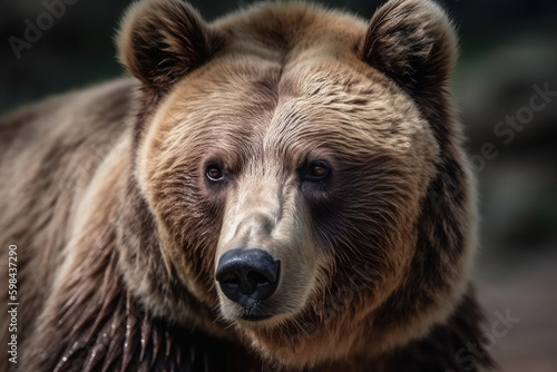 Brown bear's head portrait. Generative AI