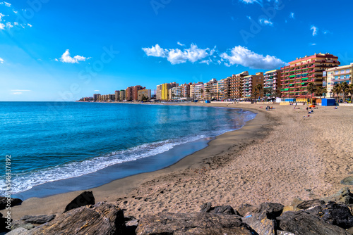 Fuengirola beach Malaga province Costa del Sol Spain tourist destination with Mediterranean blue sea