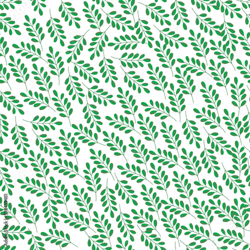 Pattern with green leaves. Nature Background. Illustration.