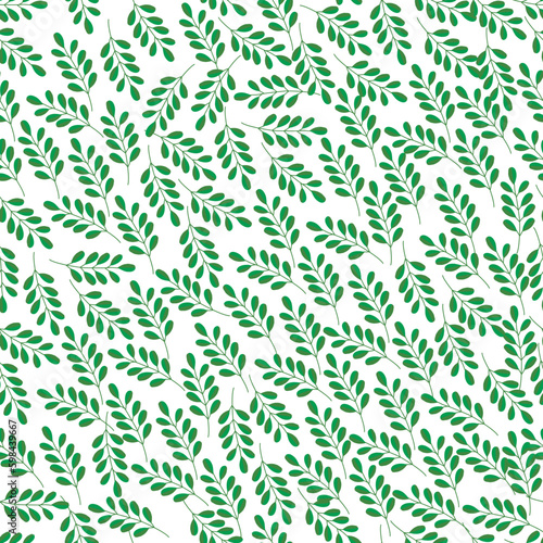 Pattern with green leaves. Nature Background. Illustration.