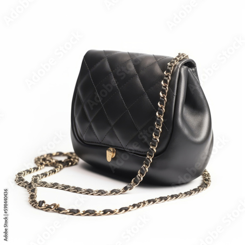 Black elegant small women's bag. Illustration AI Generative.