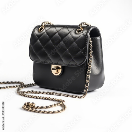 Black elegant small women's bag. Illustration AI Generative.