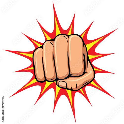 powerful punching fist with comic blast