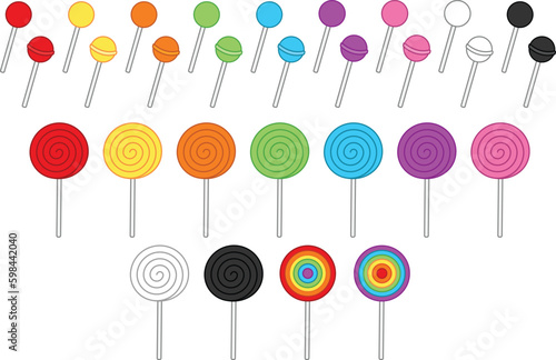 Colorful Lollipop / Sucker Round and Spiral Clipart Set