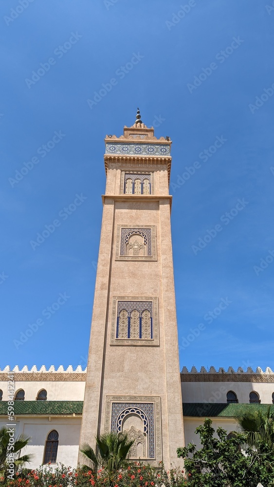 Tower of mosques in Morocco with an Islamic design, city of Tangier.
Islamic architecture, Africa.