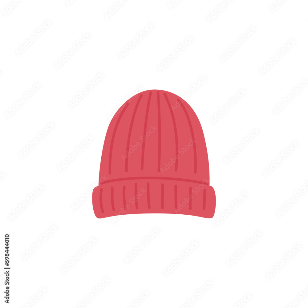 Knitted hat for cold winter weather, cartoon flat vector illustration isolated on white background. Knitted hat for cold winter weather, cartoon flat vector illustration isolated on white background.