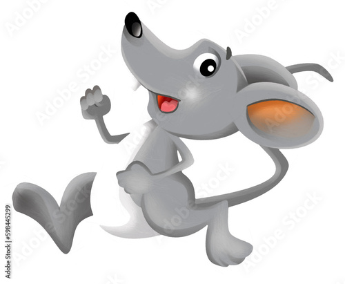 cartoon happy scene with cheerful smiling mouse on white background illustration for children artistic painting scene