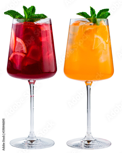 Foto Sangria of red and white wine isolated background, png for design, Classic Spani