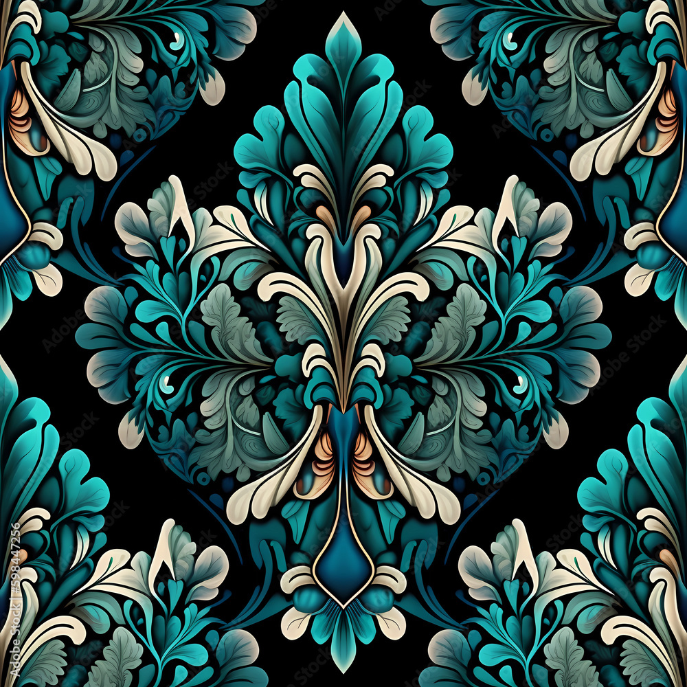Elegant Damask seamless pattern. Ornament in baroque, rococo ...