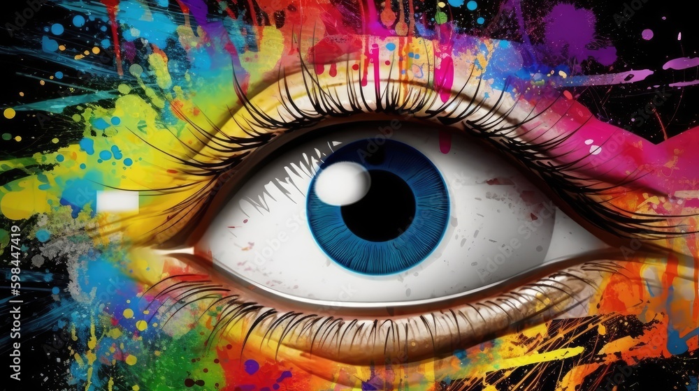 Eye in a multicolor environment. Generative AI
