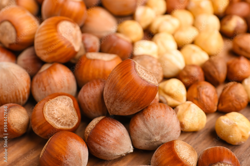 Shelled hazelnuts as background, closeup Shelled hazelnuts as background, closeup