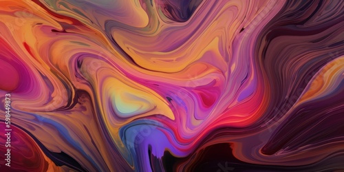 Psychedelic Abstract Pattern Background in Red, Purple, and Blue Colors, Generative AI
