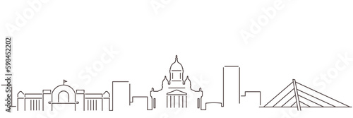 Helsinki Dark Line Simple Minimalist Skyline With White Background