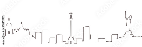 Kiev Dark Line Simple Minimalist Skyline With White Background