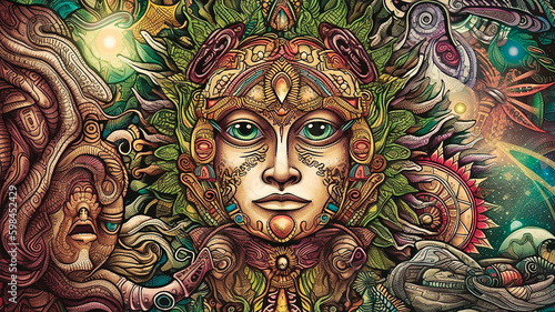 Illustration of Pachamama, mother earth. Generative AI