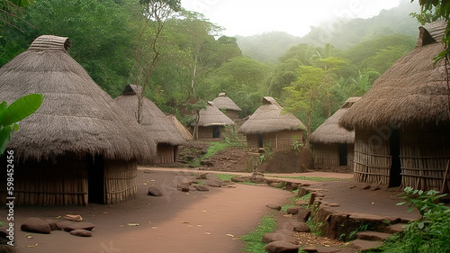 Indigenous village. Generative AI