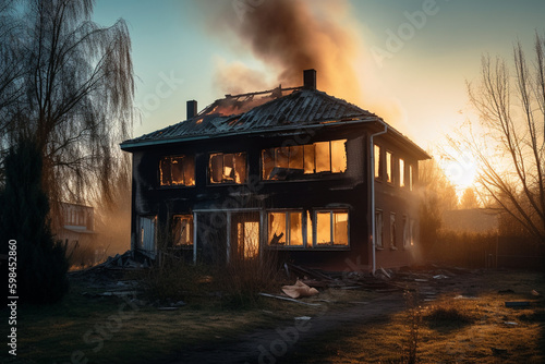 house on fire, house fire a...